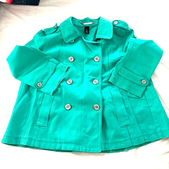 White House Black Market Green Swing Double Breasted Jacket SZ 8 Worn 1X - Picture 3 of 10